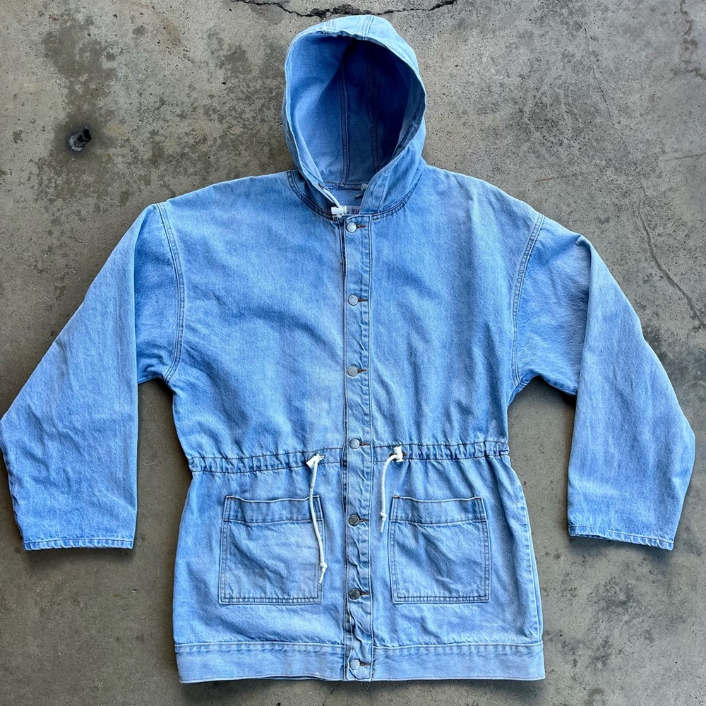 Billy Blues Denim Chore Coat Medium Hooded Vintage USA